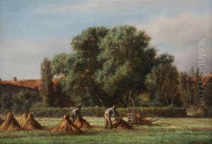 Farmers at work on the field by Louis Derickx