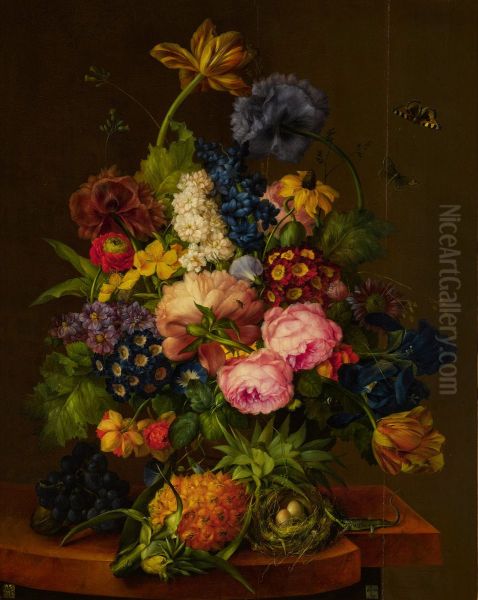Flowers and Pineapple on an Entablature - view 1