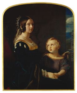 Queen Victoria (1819-1901) with Albert Edward, Prince of Wales (1841-1910) by Robert Thorburn