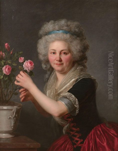Portrait of a lady picking a rose - view 1