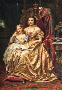 Marie of Hanoverand her daughter Mary in Marienburg Castle (Hanover). by Wilhelm von Kaulbach