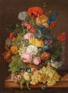 Flower Piece with Grapes and Bird's Nest by Franz Xaver Petter