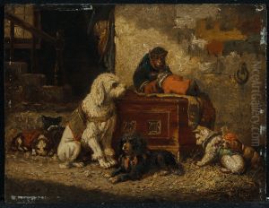 Circus dogs and monkey by Vincent de Vos