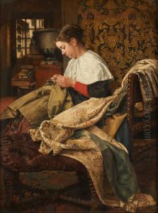 The chasuble mender by Henri de Braekeleer