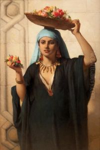 Flower girl in Cairo by Jean-Francois Portaels