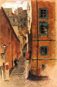 Stone Stairs Street in Warsaw. by Maksymilian Gierymski