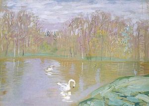 Lake with Swans by Vladimir Baranov-Rossine