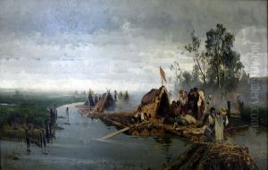 Landscape with rafts