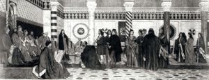 Court scene from Shakespeare's "The Merchant of Venice". by Aleksander Gierymski