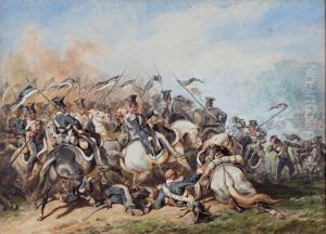 The Battle of Ostroleka (August Krasinski injured near Ostroleka) by Juliusz Kossak