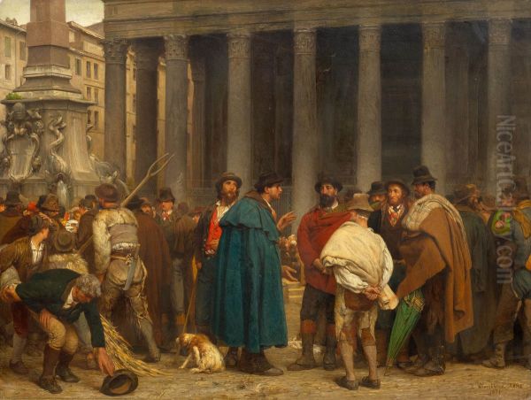 Gathering before the Pantheon in Rome - view 1