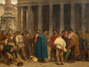 Gathering before the Pantheon in Rome by Ernest van den Kerckhove