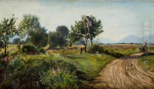 Pejzaz z kapliczka by Walery Eljasz Radzikowski