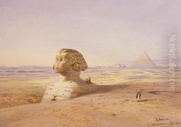 Die grosse Sphinx von Gizeh mit Pyramiden im Hintergrund - view 1