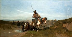 The steppe farm. by Jozef Brandt