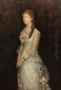 Portrait of a woman standing by Louis Maeterlinck