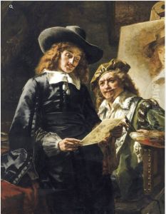Rembrandt and his patron Jan Six by Karel Ooms