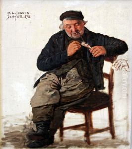 Portrait study of a man with a pipe by Carl Ludwig Jessen