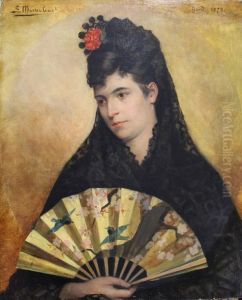 Portrait of a woman with a fan