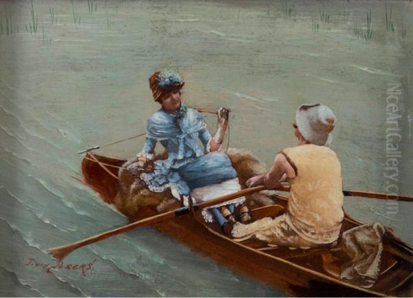 Romantic couple in a boat - view 1