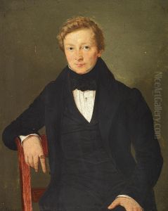 Portrait of a young man in a black dress. Portrait of a young man in a black dress.