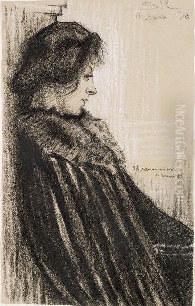 Profile portrait of Marie Kroyer. - view 1