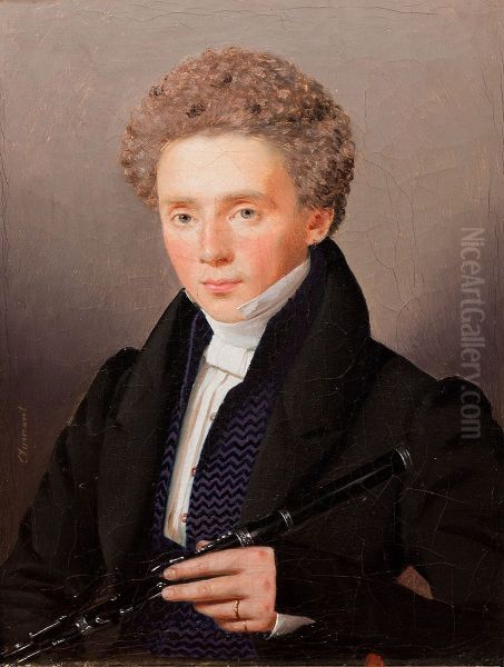 Portraet af flojtenisten Niels Petersen. - view 1