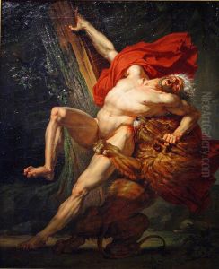 Milo of Croton, Attempting to Test His Strength, Is Caught and Devoured by a Lion