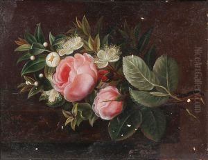 Opstilling med roser (1863). by Alfrida Baadsgaard