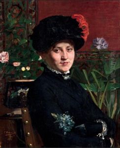 Elegant lady in an interior by Gustaaf Vanaise