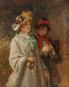 Young girl and her governess by Jean-Francois Portaels