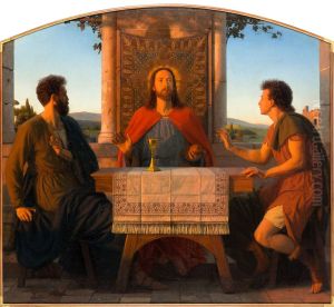Christ with his desciples in Emaus by Julius Hubner