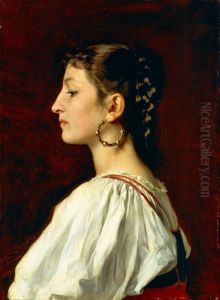 Profile portrait of a woman by Nicolo Barabino