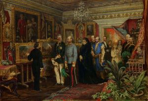 Wizyta cesarzaFranciszka Jozefaw domuJana Matejkidnia 2 wrzesnia 1880 r. by Juliusz Kossak