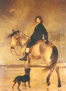 Portrait de Gaetan de Somzee a cheval by Emile Charles Wauters