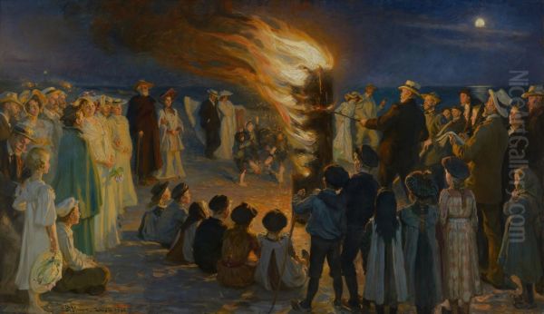 Midsummer's Eve Bonfire on Skagen's Beach - view 1