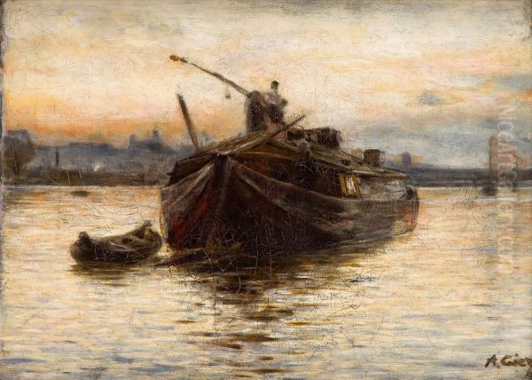 From the Vistula Bank (A Barge on the river) - view 1
