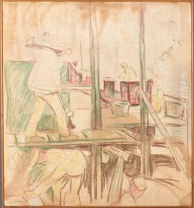 Masons on Scaffolding by Edvard Munch