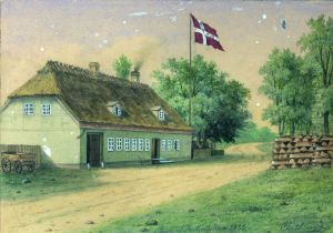 Sketch of the inn at Skotterup. by Carl Baagoe