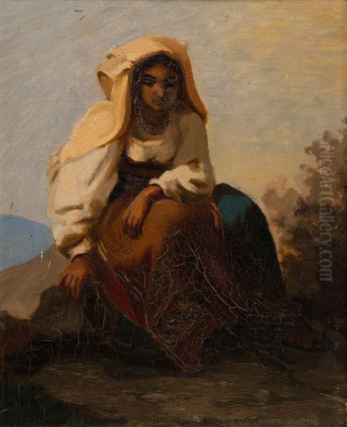 Italian woman sitting - view 1