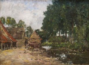 Cour de ferme by Eugene Louis Boudin