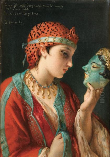 Portrait of a young girl with a mask - view 1