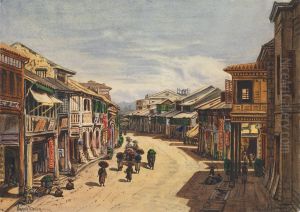 Eine Strassenszene in Hongkong by Eduard Hildebrandt