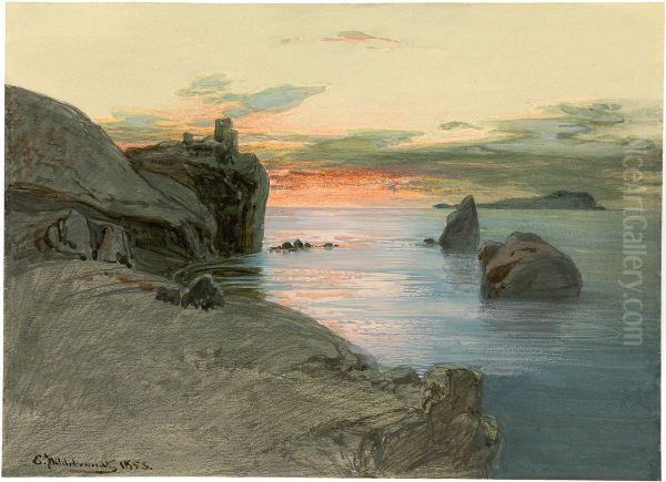 Rocky coast in the sunset - view 1