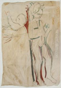 Fragment with Playing Children by Edvard Munch