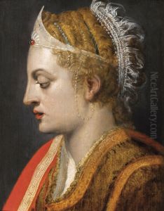 Woman in profile with diadem