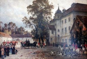 Arrival of Kaiser Wilhelm I. to the "Red Hunt" in the Grunewald by Hermann Schnee