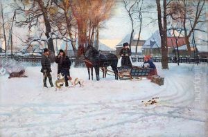 Wyjazd (Wyjazd na polowanie, Kompozycja z saniami)