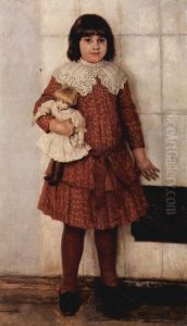 Portrait of Olga Wassiljewna Surikowa, the artist's daughter (Girl with Doll) by Vasily Surikov