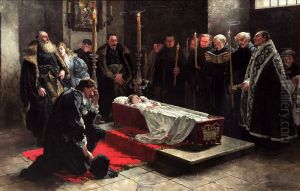 Stanislaw Oswiecim at the body of Anna Oswiecimowna. by Stanislaw Bergman
